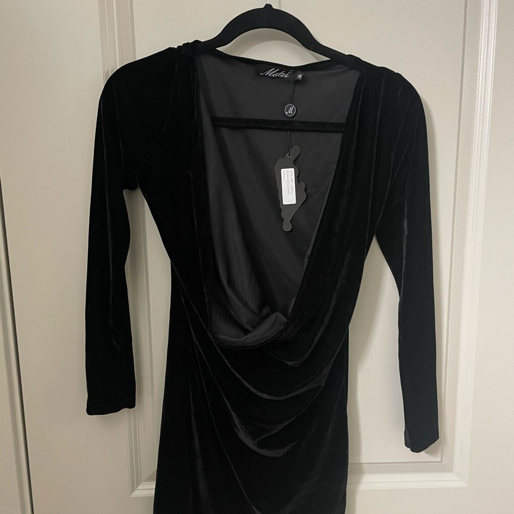 Motel Black XS velvet mini dress NWT